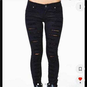 Tripp Nyc x Nasty Gal Cat Fight Ripped Distressed Black Skinny Jeans Rare